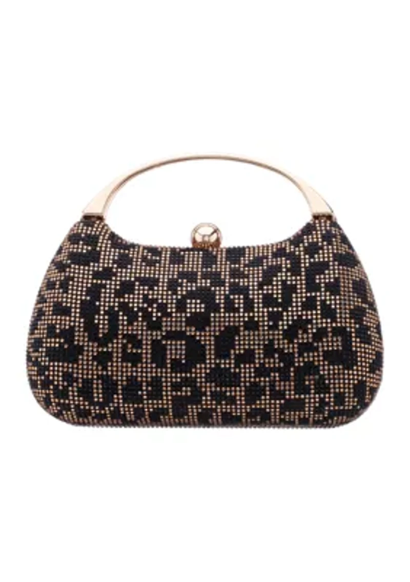 Microstone Leopard Top Handle Evening Bag 