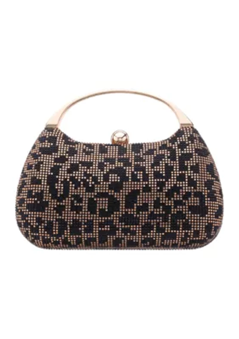 Microstone Leopard Top Handle Evening Bag 