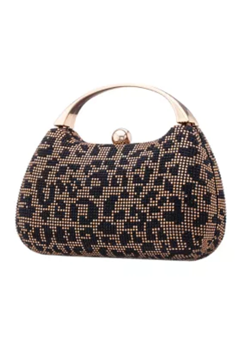 Microstone Leopard Top Handle Evening Bag 