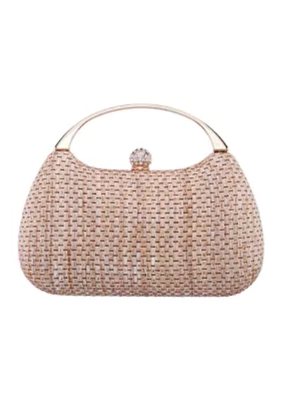 Straw Minaudiere with Metal Handle