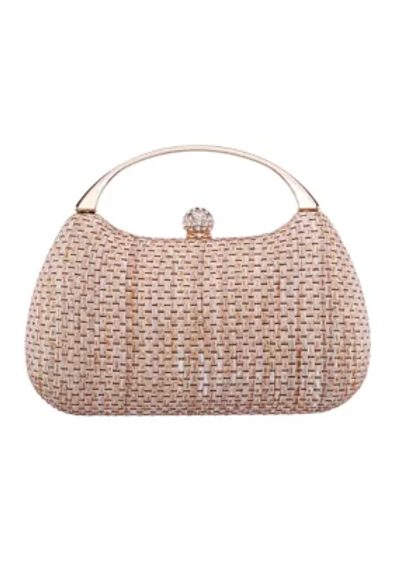 Straw Minaudiere with Metal Handle