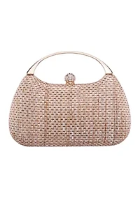 Straw Minaudiere with Metal Handle