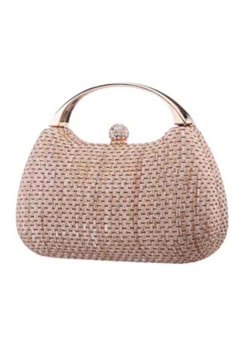 Straw Minaudiere with Metal Handle