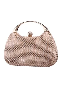 Straw Minaudiere with Metal Handle