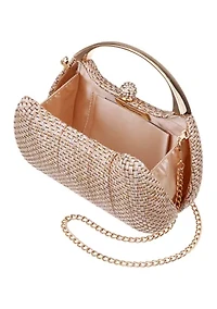 Straw Minaudiere with Metal Handle