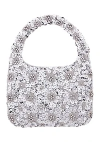 Floral Pattern Sequin Hobo Bag