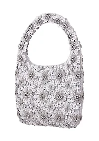 Floral Pattern Sequin Hobo Bag