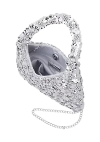 Floral Pattern Sequin Hobo Bag