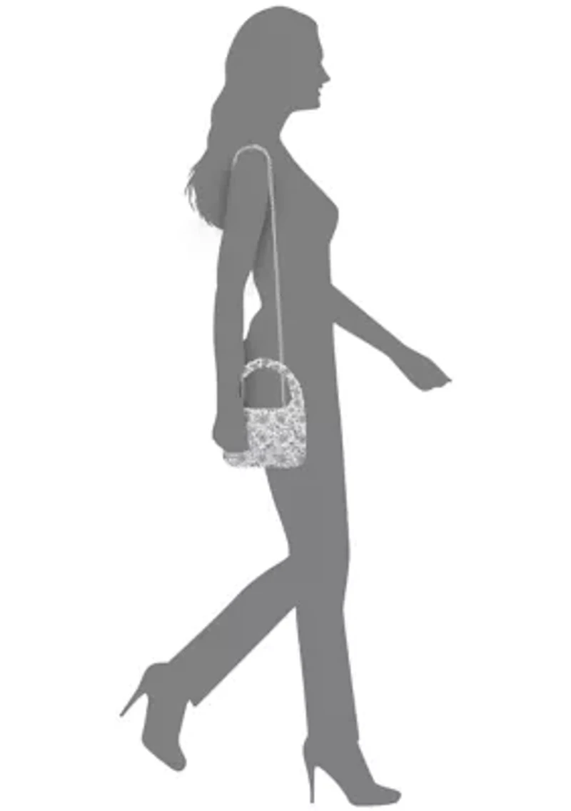 Floral Pattern Sequin Hobo Bag