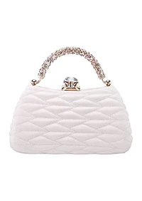 Quilted Minaudiere with Crystal Handle