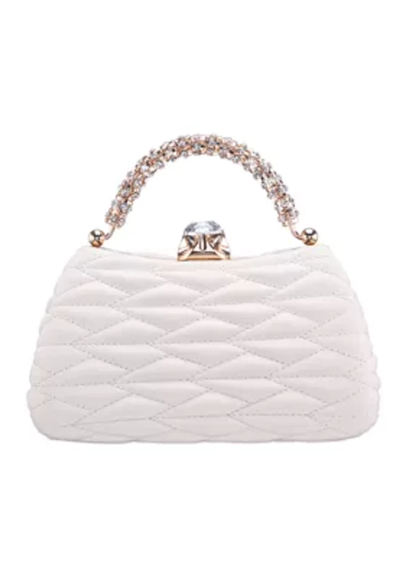 Quilted Minaudiere with Crystal Handle