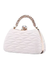 Quilted Minaudiere with Crystal Handle