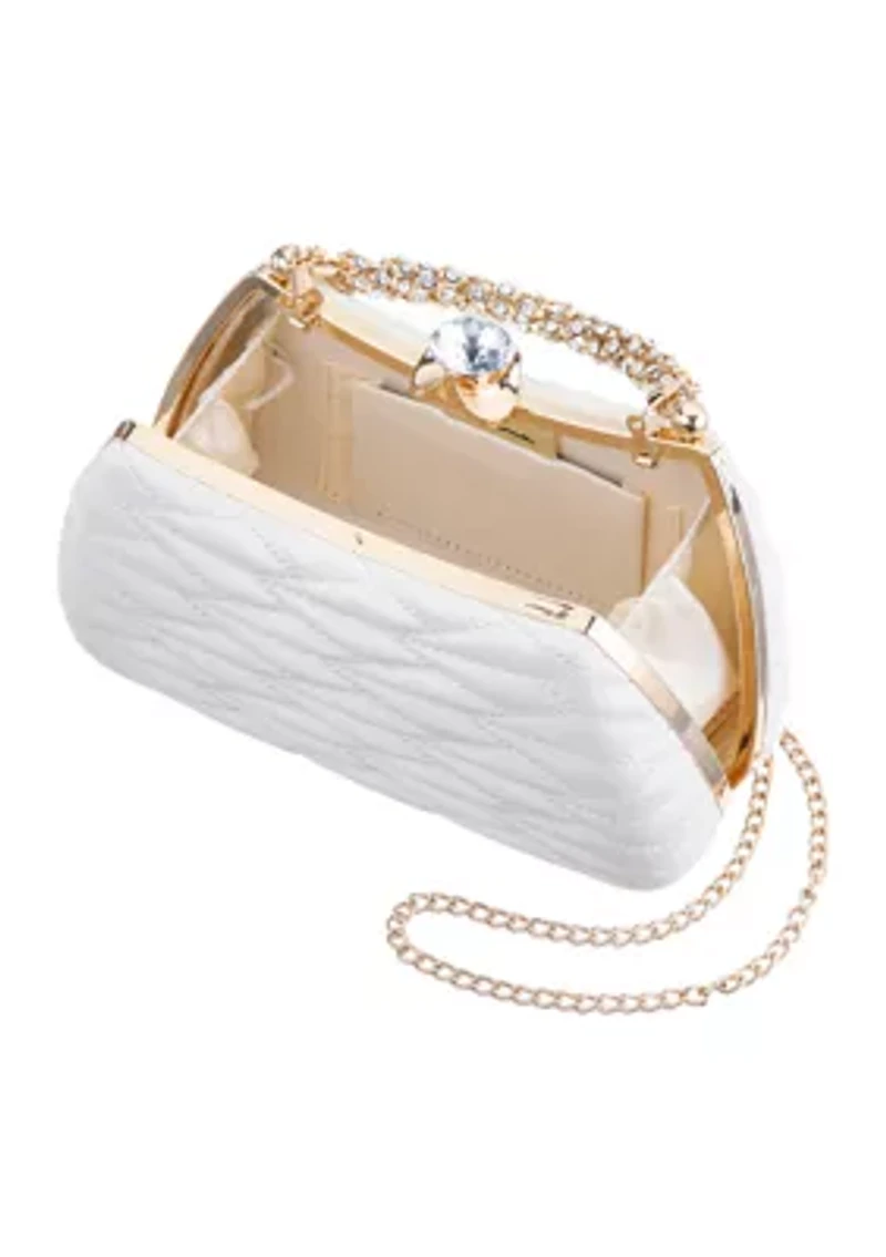 Quilted Minaudiere with Crystal Handle