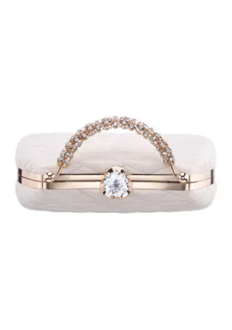Quilted Minaudiere with Crystal Handle