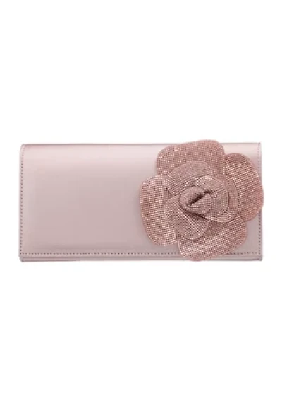 Large Flower Satin Slim Clutch 