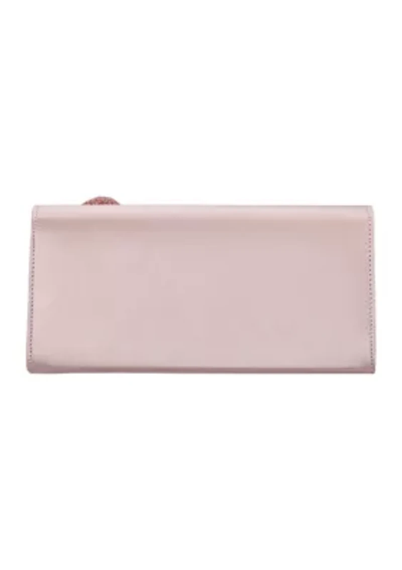 Large Flower Satin Slim Clutch 