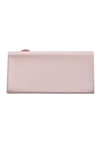 Large Flower Satin Slim Clutch 