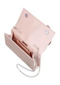 Large Flower Satin Slim Clutch 