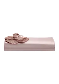 Large Flower Satin Slim Clutch 
