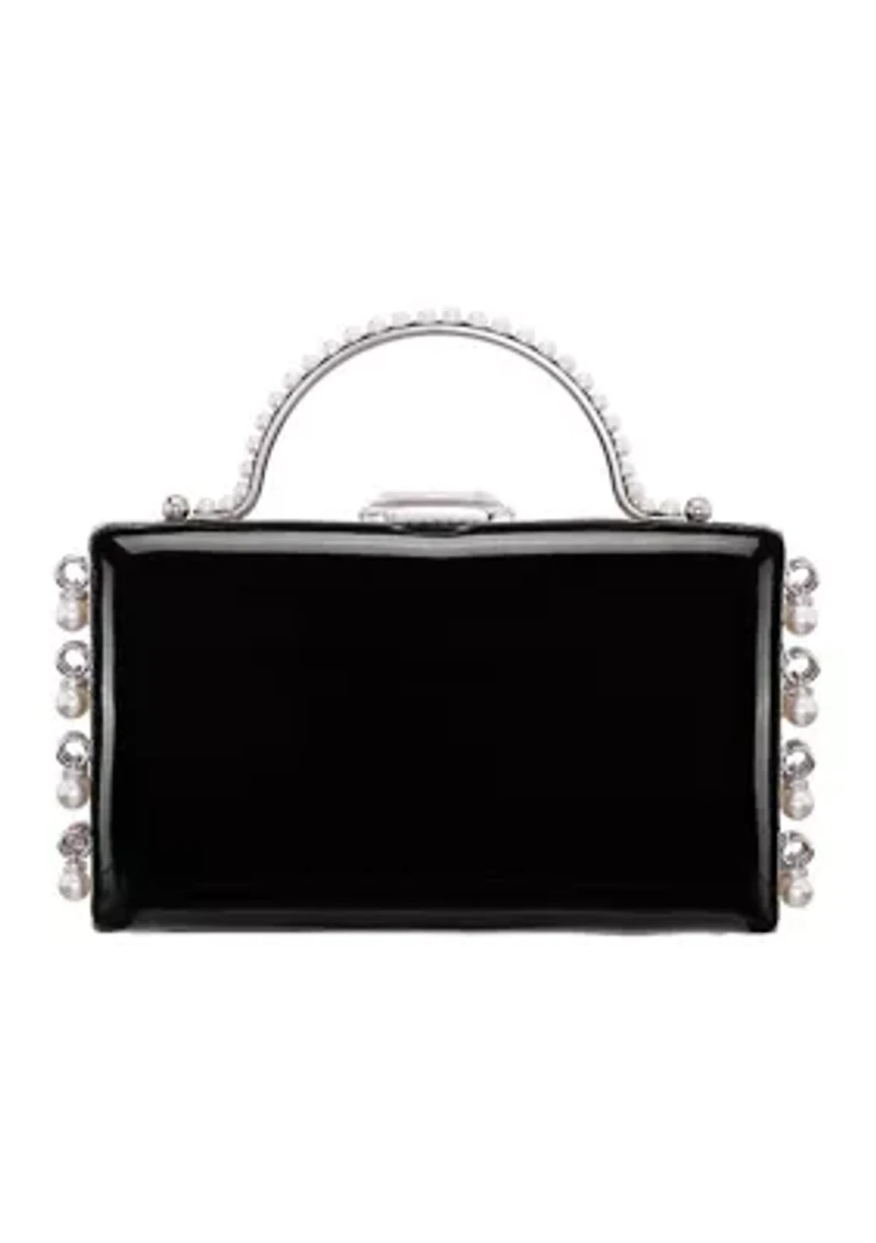 Top Handle Patent Minaudiere Handbag