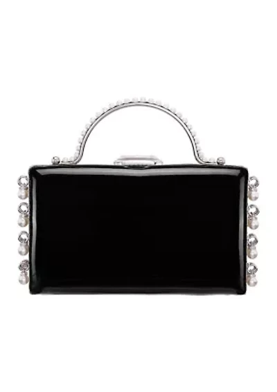 Top Handle Patent Minaudiere Handbag