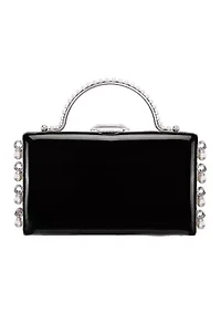 Top Handle Patent Minaudiere Handbag