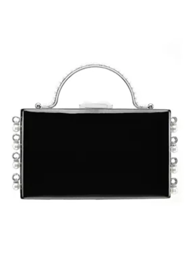 Top Handle Patent Minaudiere Handbag