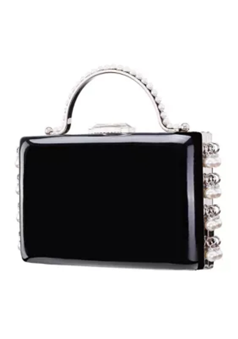 Top Handle Patent Minaudiere Handbag