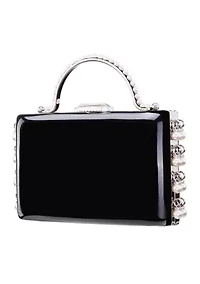 Top Handle Patent Minaudiere Handbag