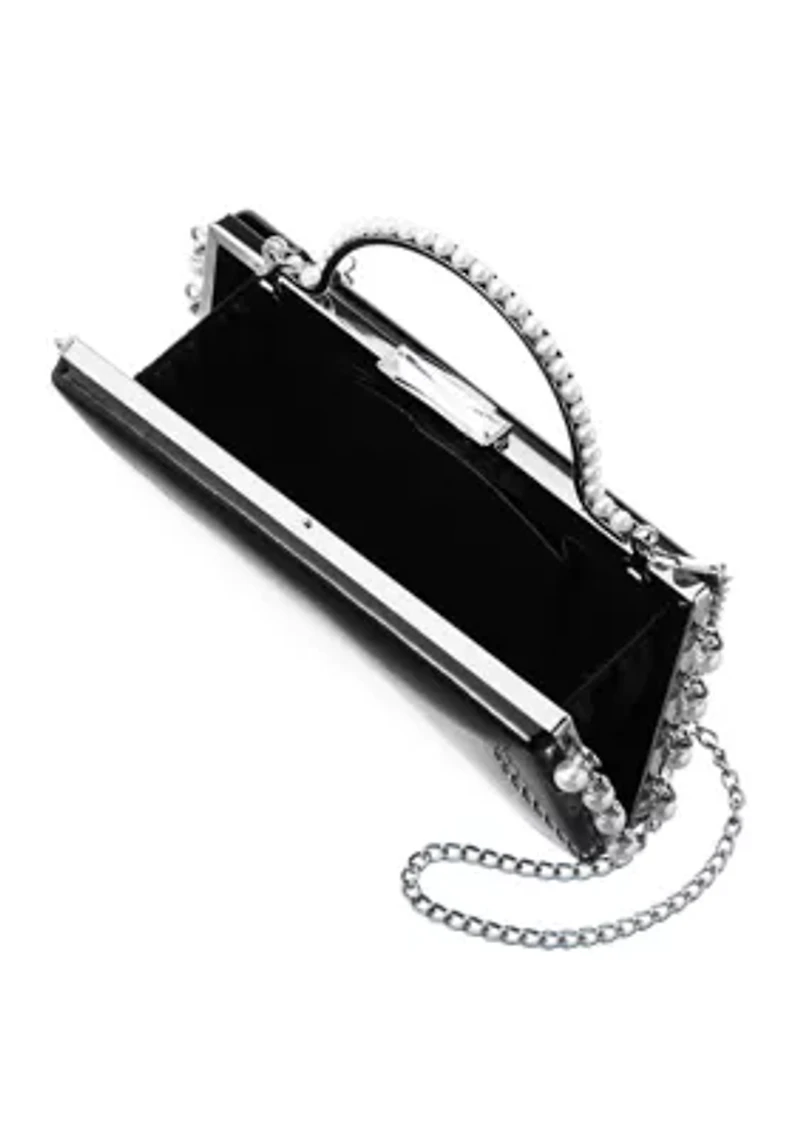 Top Handle Patent Minaudiere Handbag