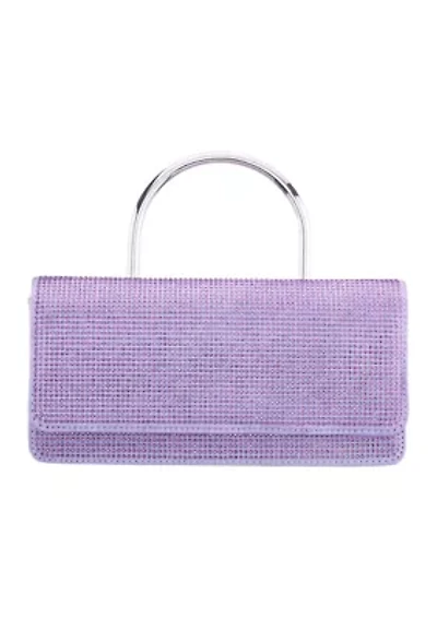 Elongated All-Over Crystal Flap Satchel