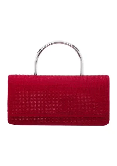 Elongated All-Over Crystal Flap Satchel