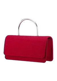 Elongated All-Over Crystal Flap Satchel