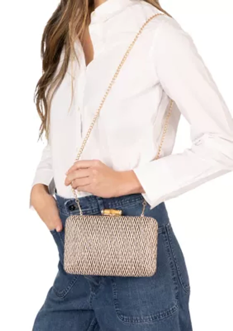 Straw Minaudiere with Bamboo Clasp