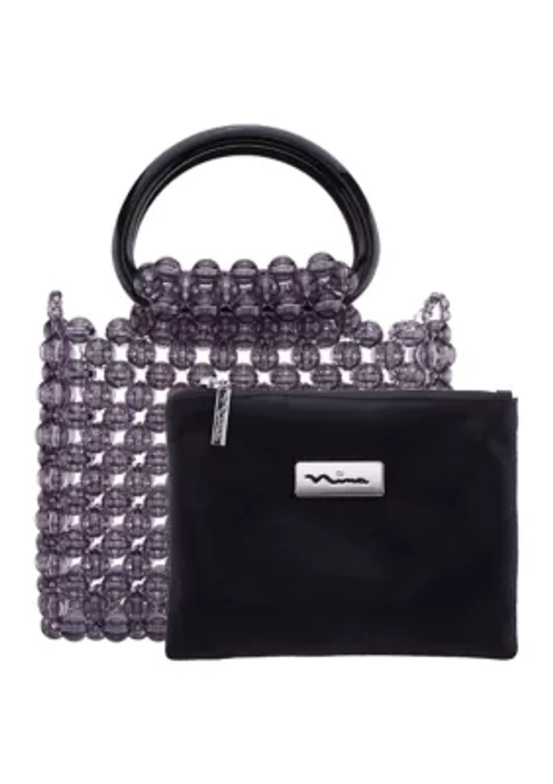 Translucent Beaded Satchel with Pouch