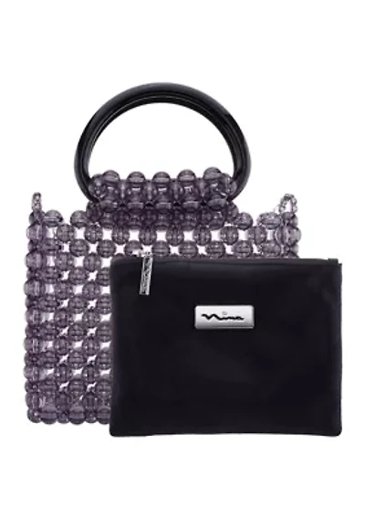Translucent Beaded Satchel with Pouch
