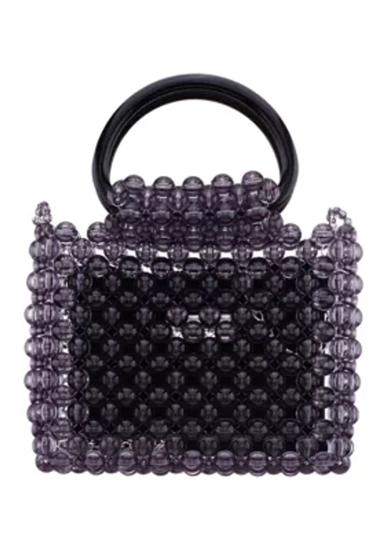 Translucent Beaded Satchel with Pouch