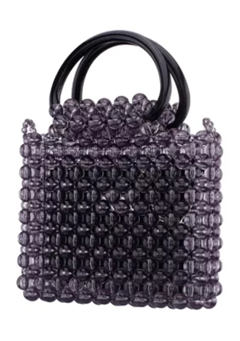 Translucent Beaded Satchel with Pouch