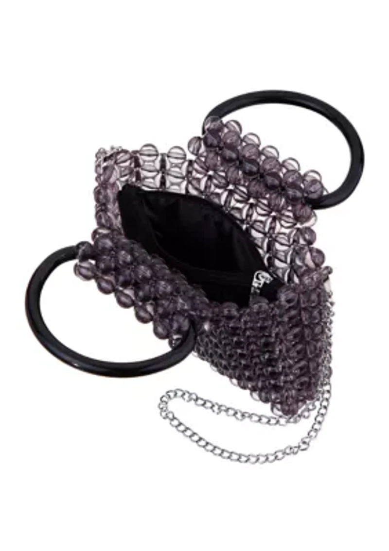 Translucent Beaded Satchel with Pouch