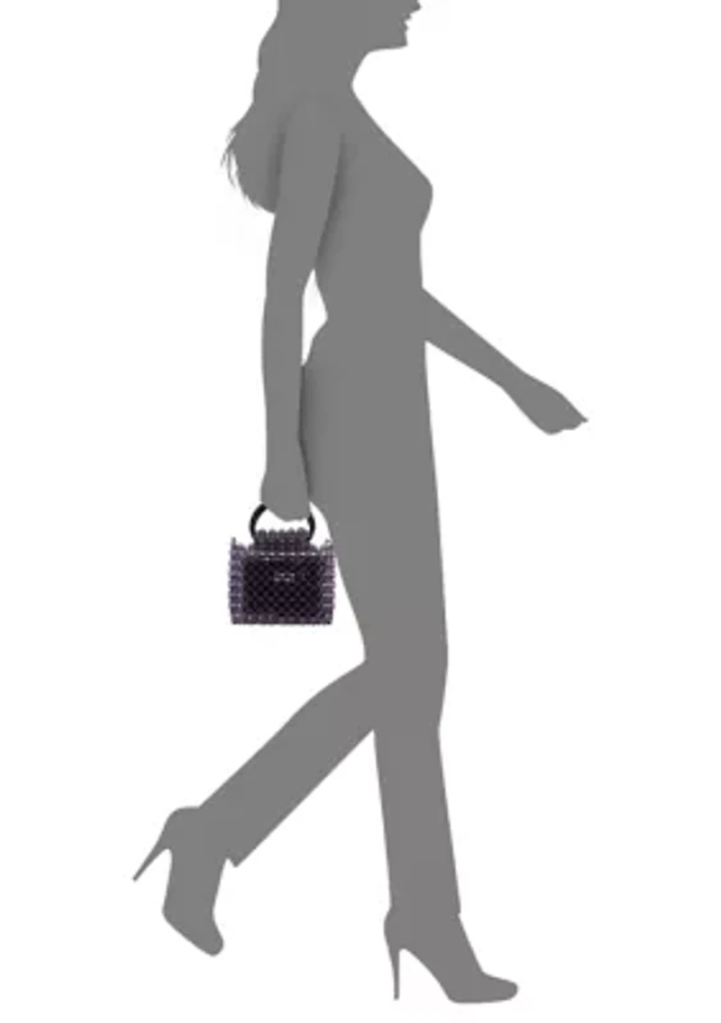 Translucent Beaded Satchel with Pouch