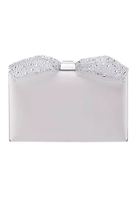 Ivory Bow Satin Minaudiere