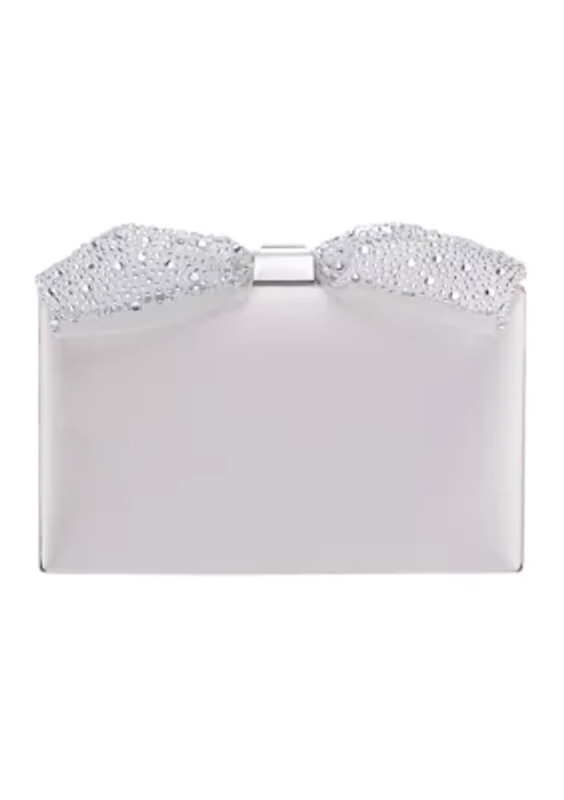 Ivory Bow Satin Minaudiere