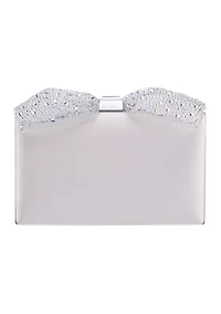 Ivory Bow Satin Minaudiere