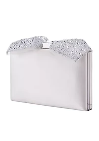 Ivory Bow Satin Minaudiere