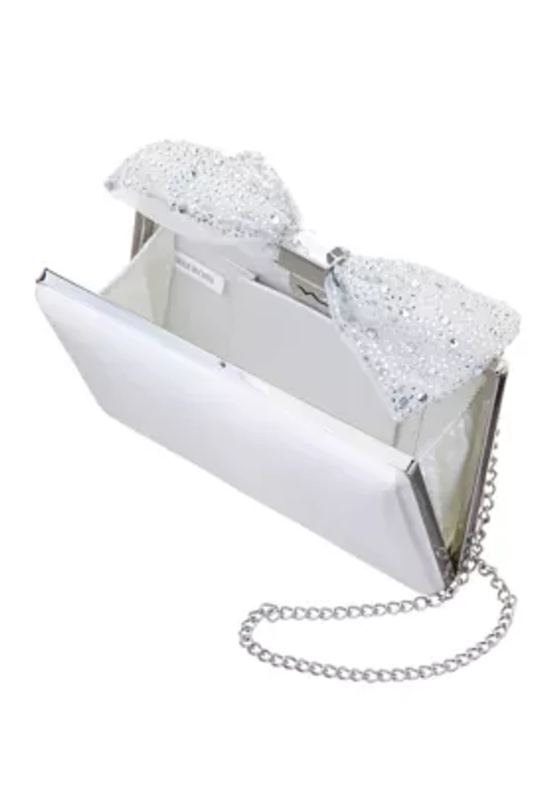 Ivory Bow Satin Minaudiere