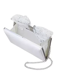 Ivory Bow Satin Minaudiere