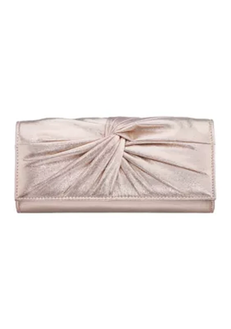 Metallic Twist Flap Clutch