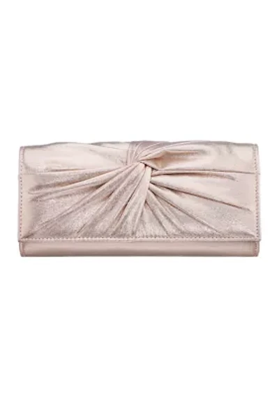 Metallic Twist Flap Clutch