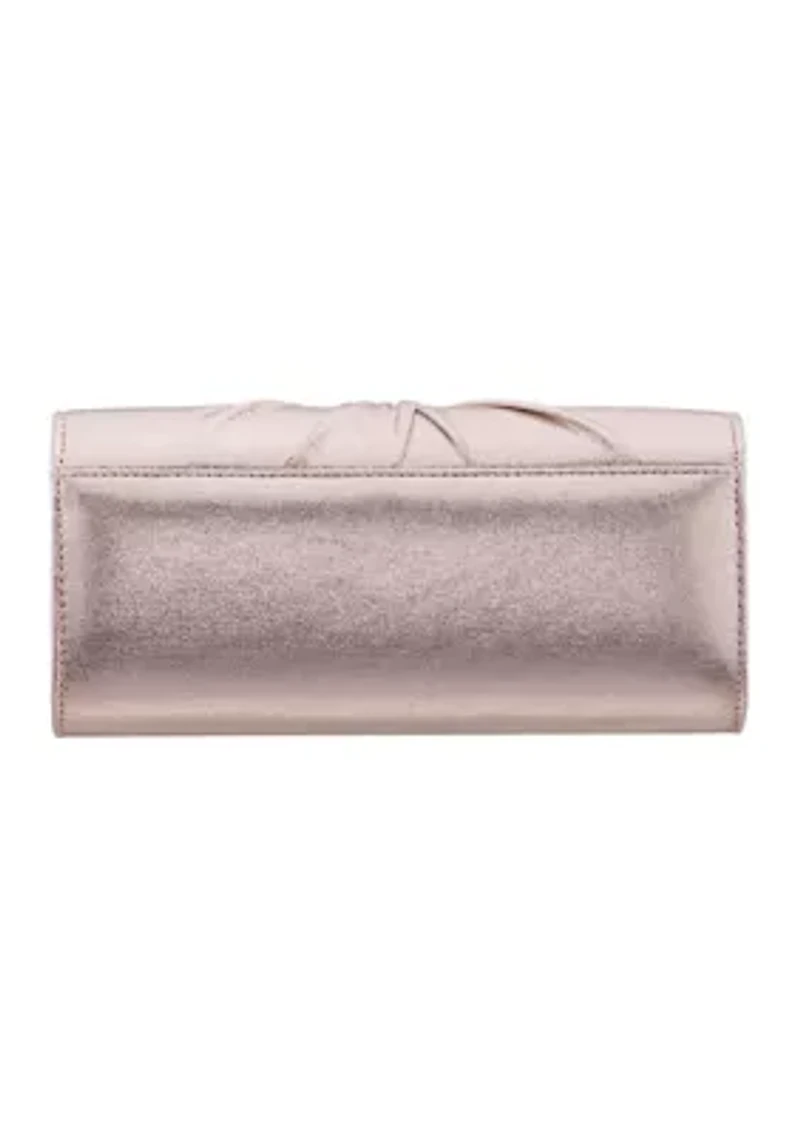 Metallic Twist Flap Clutch