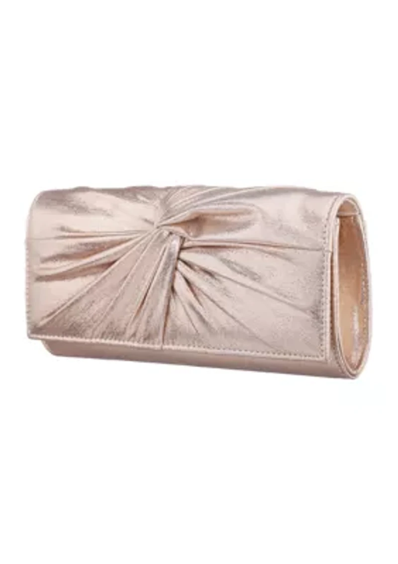 Metallic Twist Flap Clutch